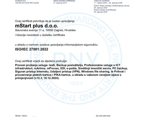 mStart potvrdio usklađenost s normom ISO/IEC 27001:2022, učvrstivši predanost informacijskoj sigurnosti